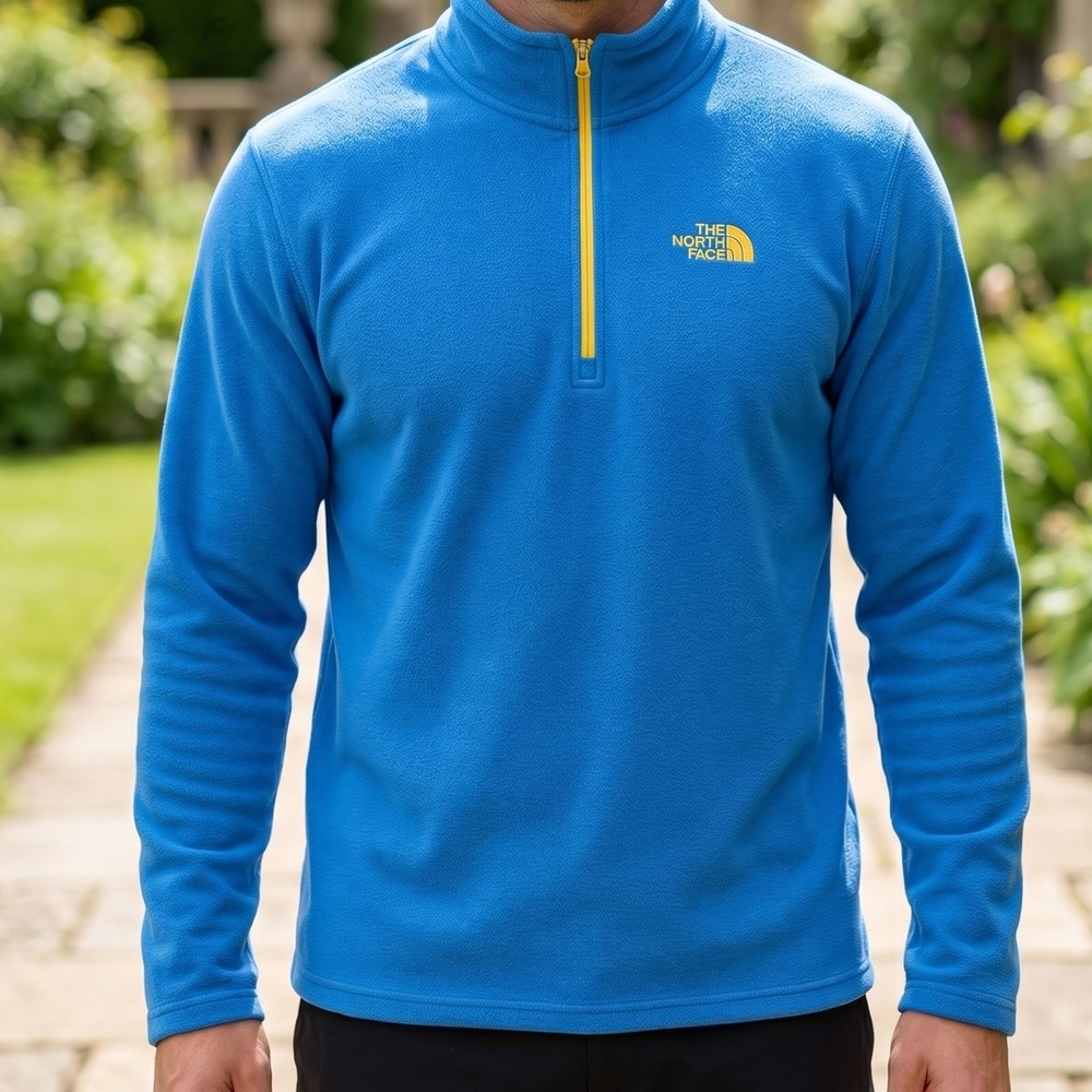 The North Face TKA 100 Fleece Pullover Mens Blue Quarter‎ Zip Mock Neck Jacket